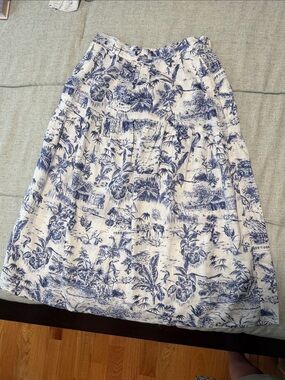 Joie Blue and White Toile Midi Skirt